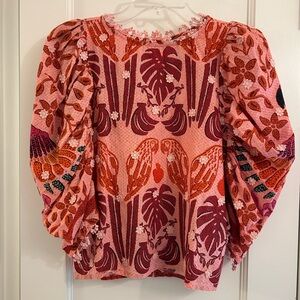 Farm Rio Ainika Print Macaws Blouse, XS